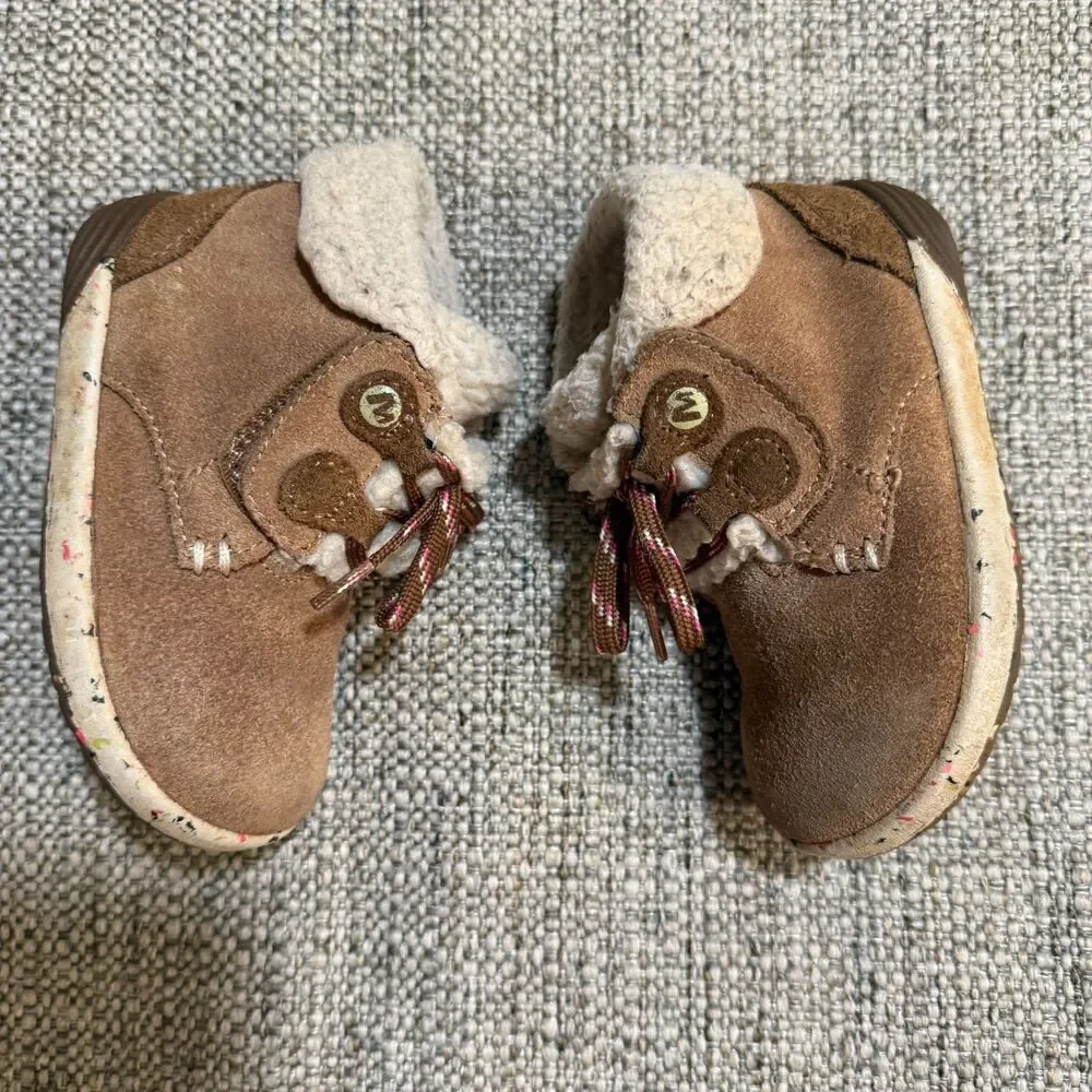 Merrell Kids Bare Steps Cocoa Boots Chestnut Pink Suede Toddler Shoes 6M